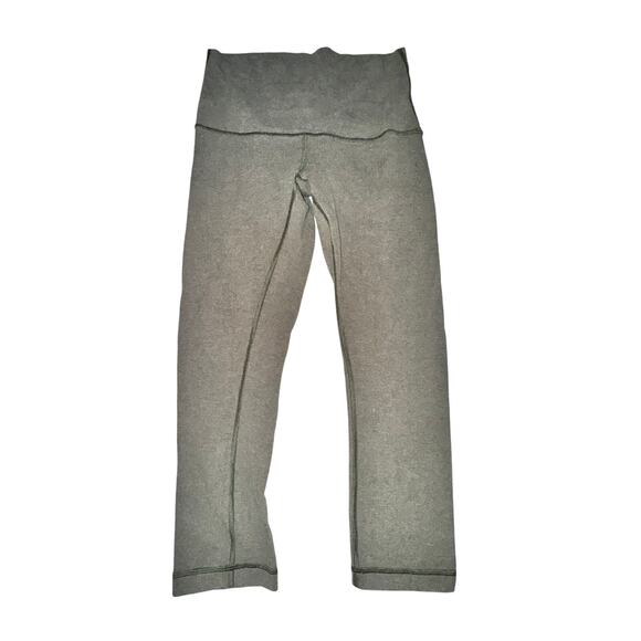 Lululemon Wunder Under Crop III Women's Size 8 Heathered Fatigue Green Cotton - Picture 1 of 4